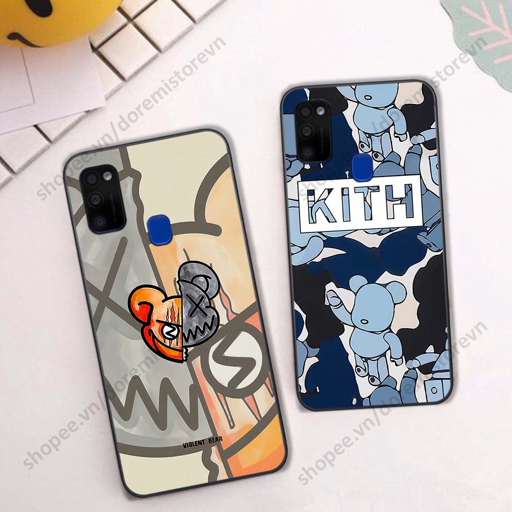 Ốp lưng Samsung M21 / M30s hình kaws, kith, bear brick nổi 3D phong cách độc đáo