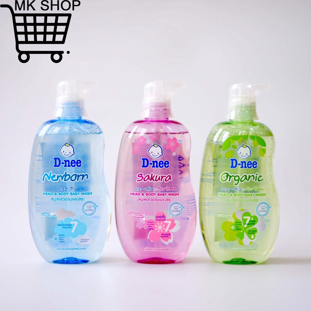 Sữa tắm toàn thân em bé D-NEE dnee Thái Lan 380ml, 800ml 🇹🇭 trẻ em sơ sinh newborn xanh hồng