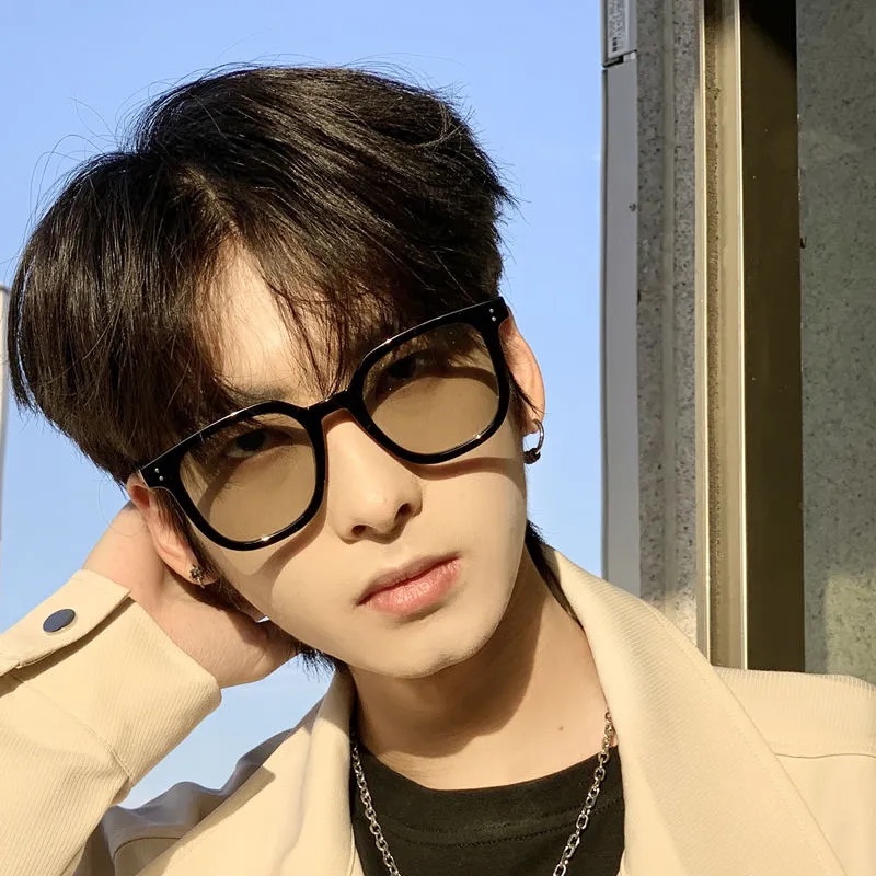 Kính Chống Nắng Gọng Vuông Màu Nâu/Đen Phong Cách Hàn Quốc Thời Trang Cho Cặp Đôi