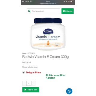 Kem dưỡng da Vitamin E Redwin-Úc 300g