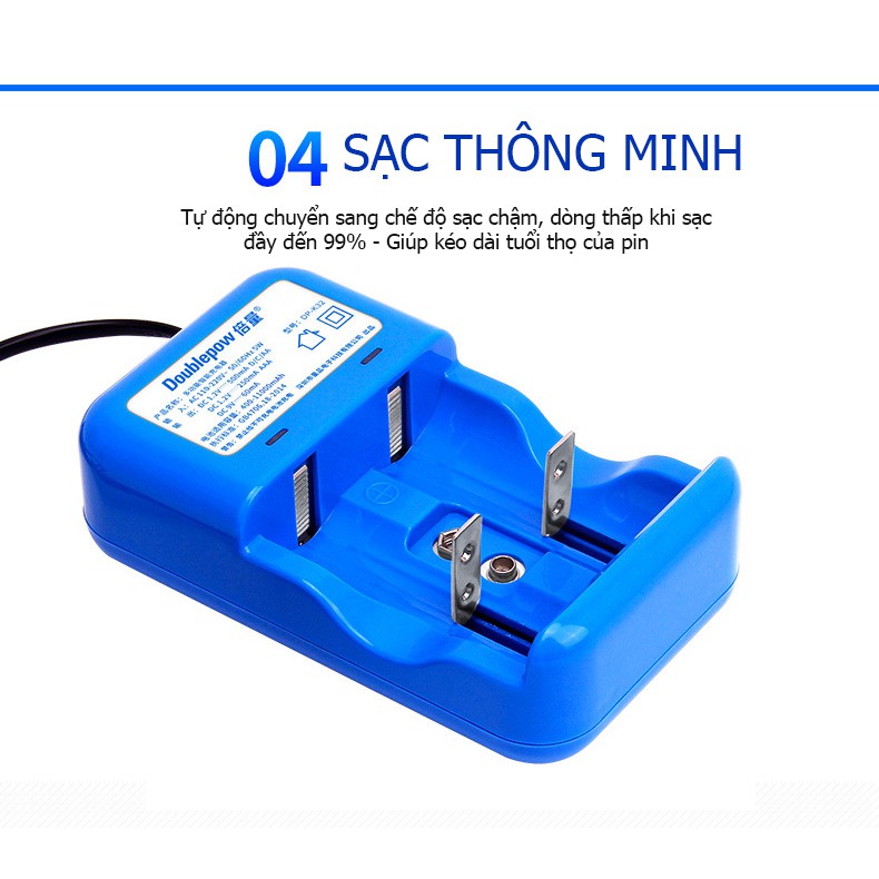 Bộ sạc pin đại đa năng thông minh tự ngắt Doublepow K32 - Chính hãng