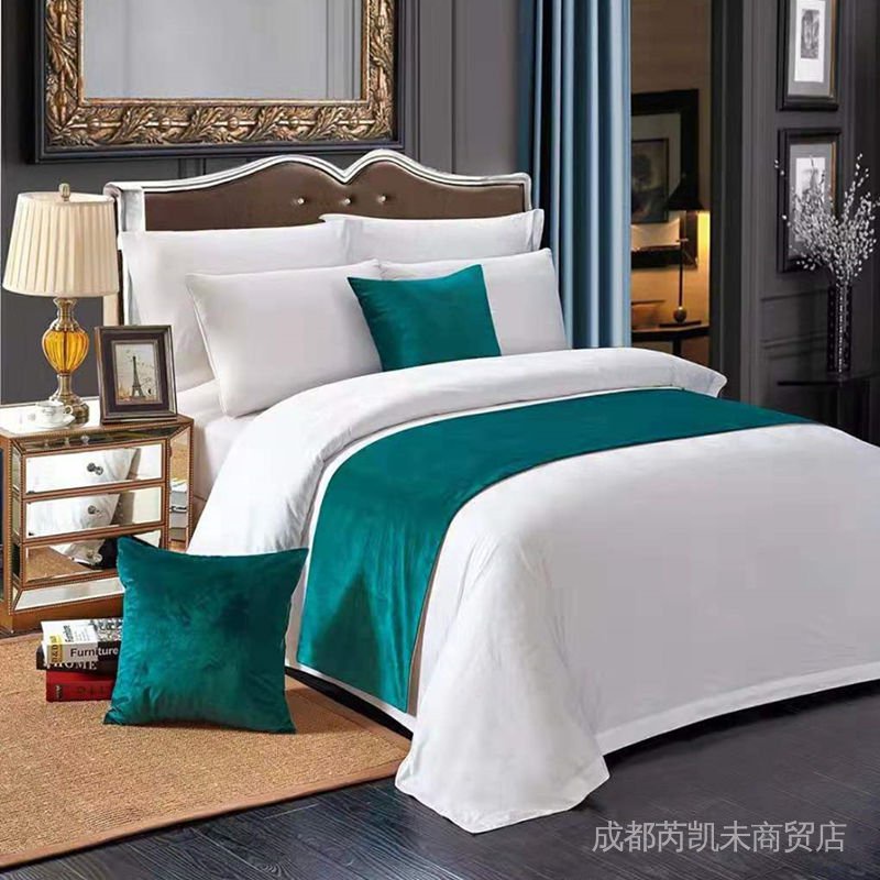Khăn Đuôi Giường Khách Sạn Gia Đình Khách Sạn Màu Trơn Mới Nhất  Phong Cách Trung Quốc Bán Sỉ ULMB