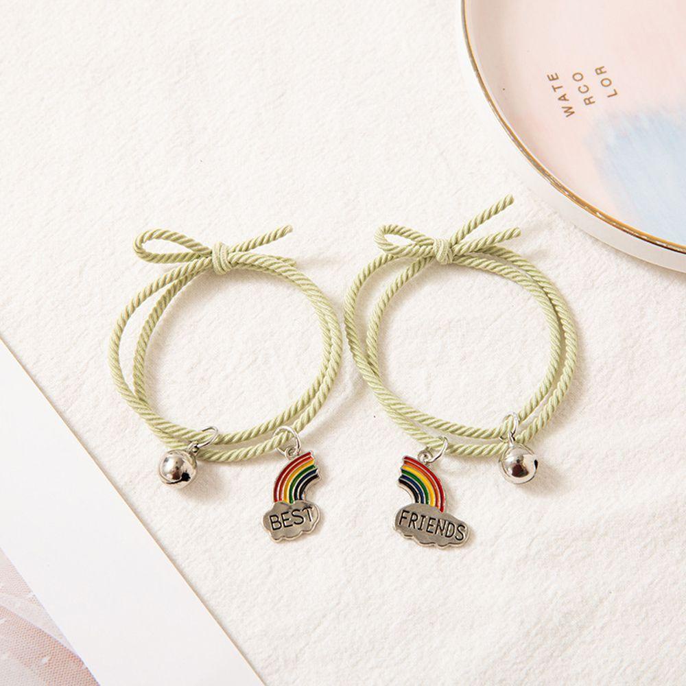 FORBETTER Set 2 Vòng Tay Bện Dây Đính Chuông Thời Trang