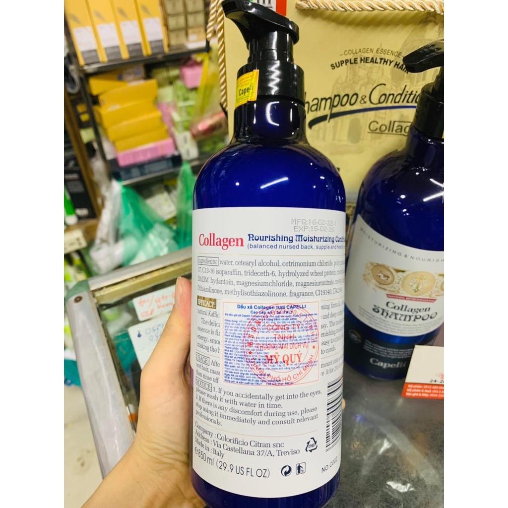 Cặp Dầu Gội Xả Cao Cấp Capelli Ý 850ml x2