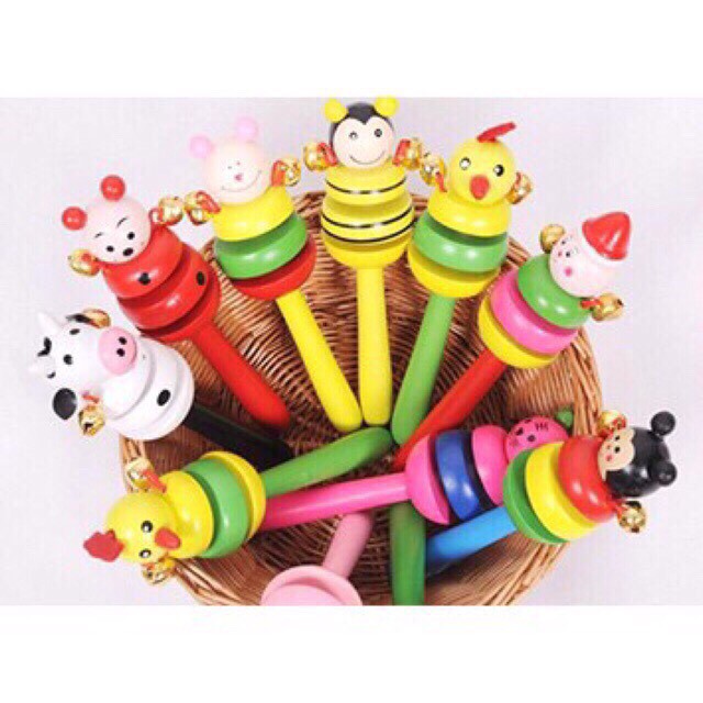 Lục lạc (Xúc xắc) gỗ hình thú có chuông - Đồ chơi gỗ - Smart Baby Toys
