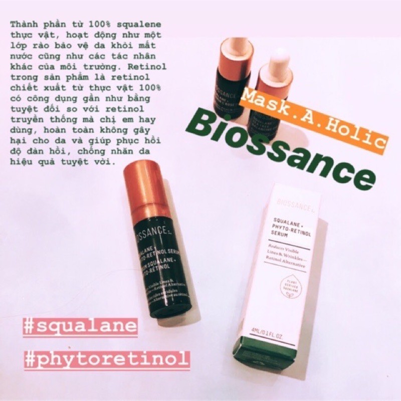Có bill 🇺🇸 Tách lẻ serum, kem dưỡng, gel dưỡng, dầu dưỡng da BIOSSANCE Squalane retinol mini