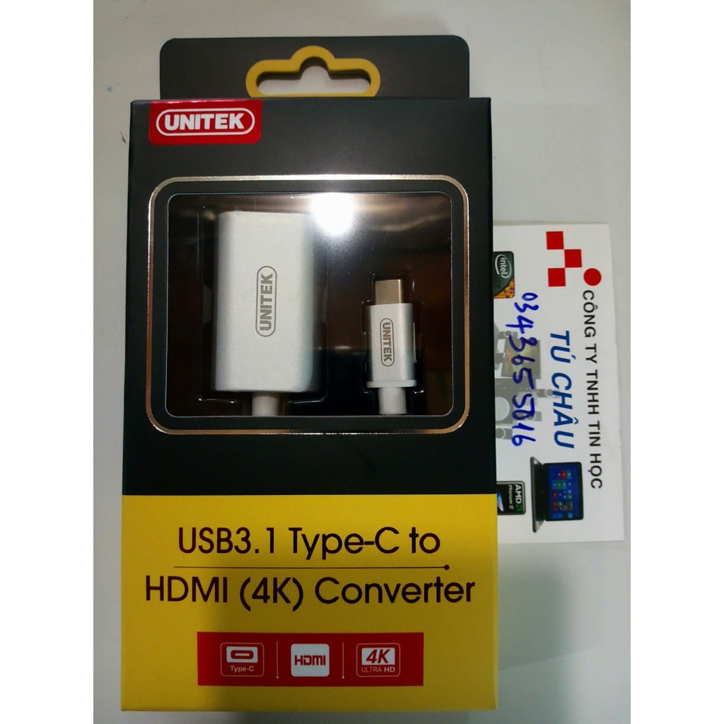 Cáp chuyển tín hiệu Type C_USB 3.1_ra HDMI_Cái, hiệu Unitek Y-6316 - Full HD