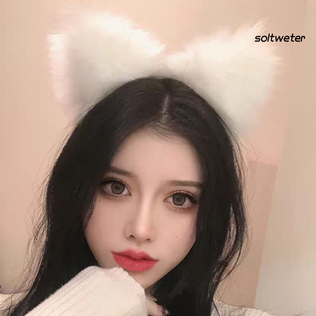 Băng Đô Cài Tóc Tai Mèo Bằng Vải Bông Dễ Thương Cho Hóa Trang