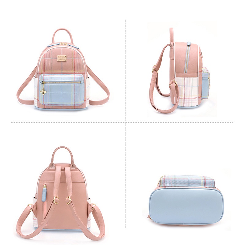 Balo da PU CHUWANGLIN kẻ sọc caro thời trang cho nữ