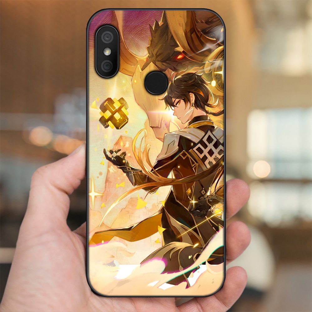 Ốp lưng Xiaomi Redmi 6 Pro, Mi A2 Lite viền đen in hình Zhongli Genshin Impact