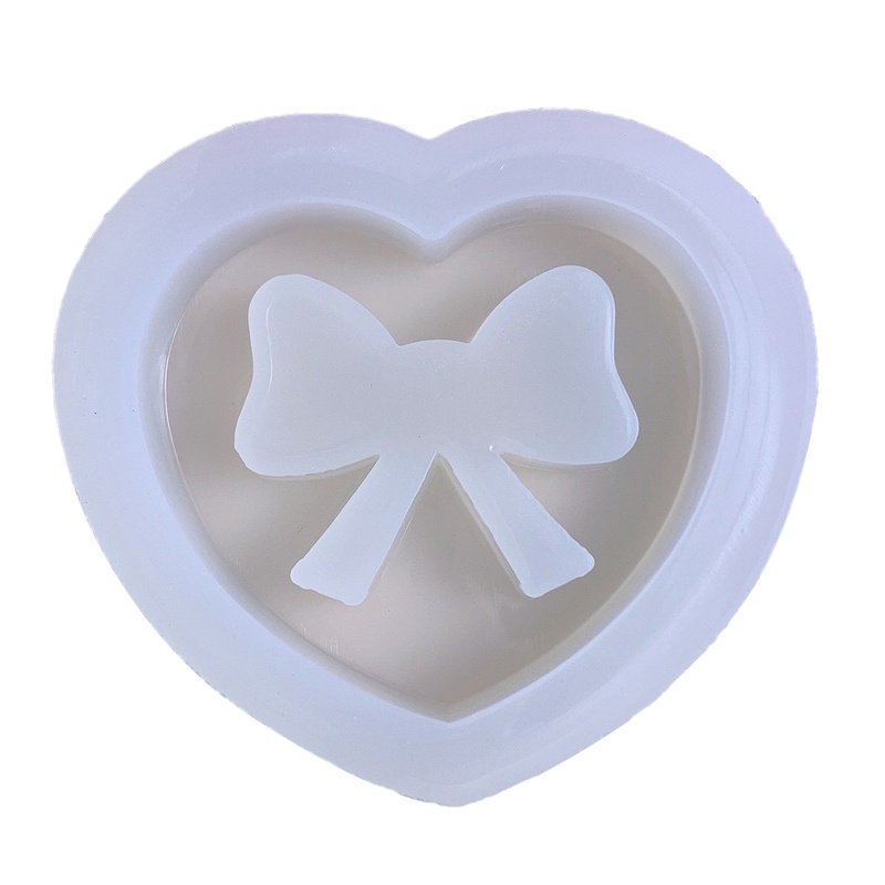 Khuôn Silicone Làm Móc Khóa Epoxy Resin Hình Học Trái Tim Lấp Lánh DIY