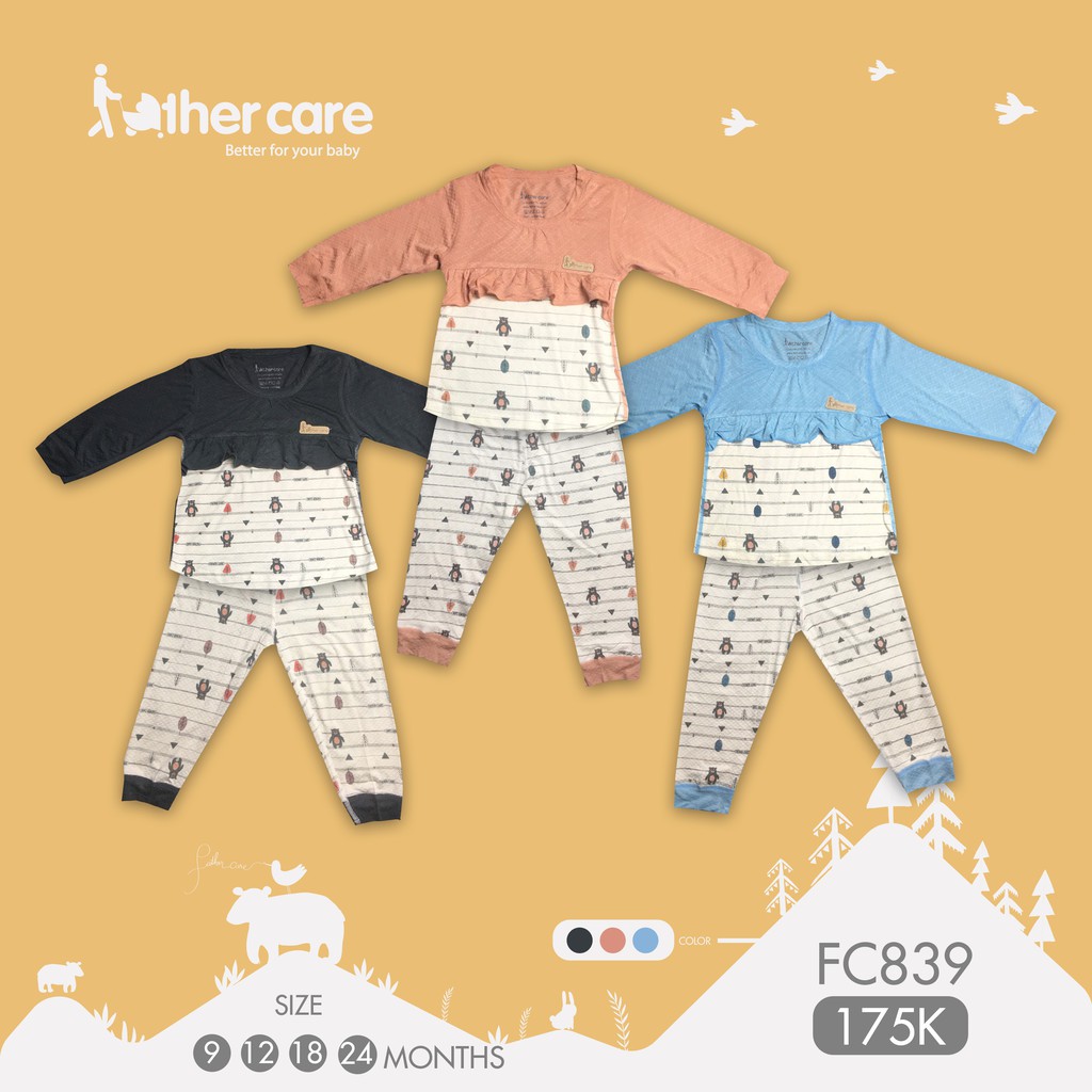 Bộ QA FatherCare bé gái Bèo ngực DT - Gấu  FC839