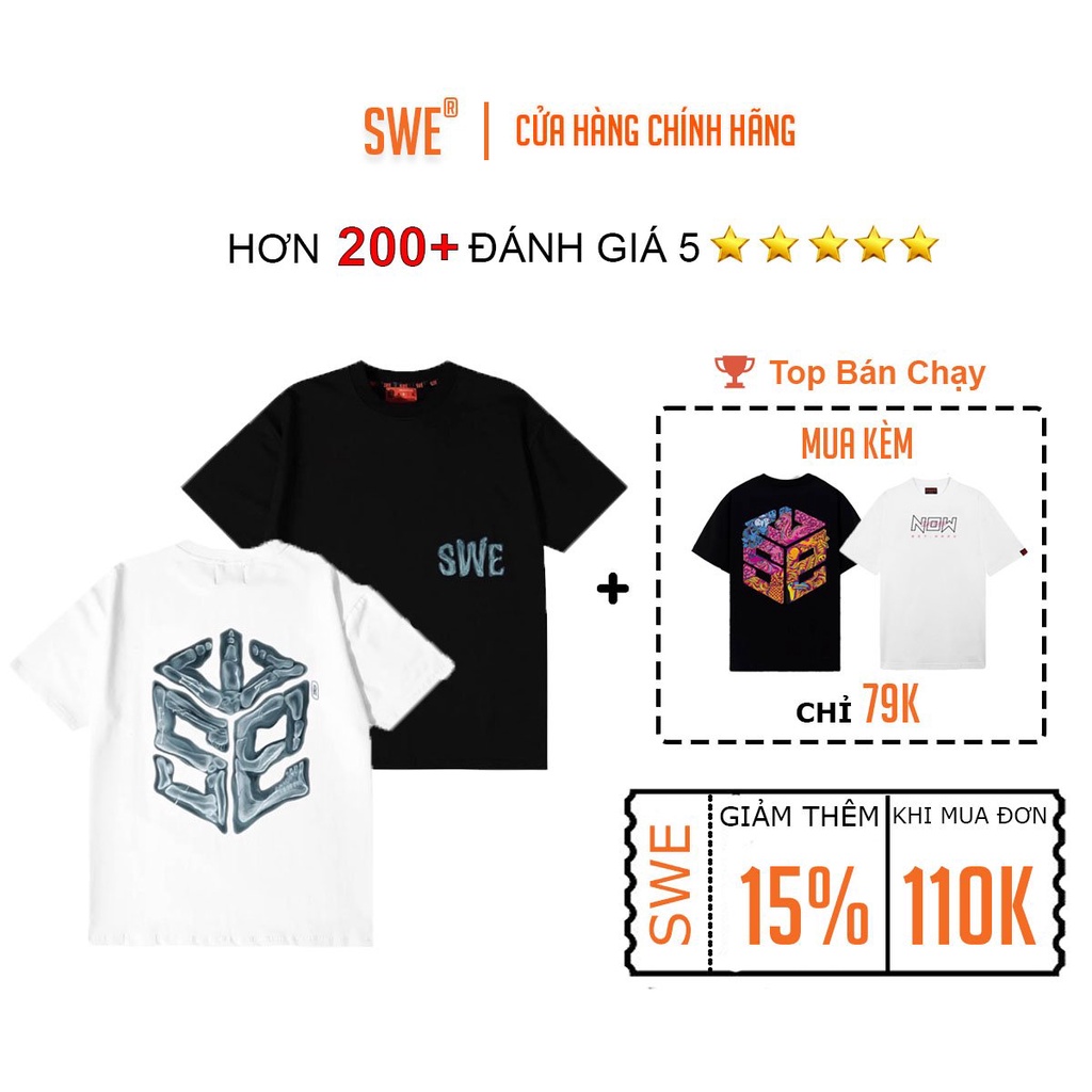 [Hàng chính hãng] Áo thun swe bone tee local brand full tag khói xương form rộng tay lỡ unisex cotton streetwear