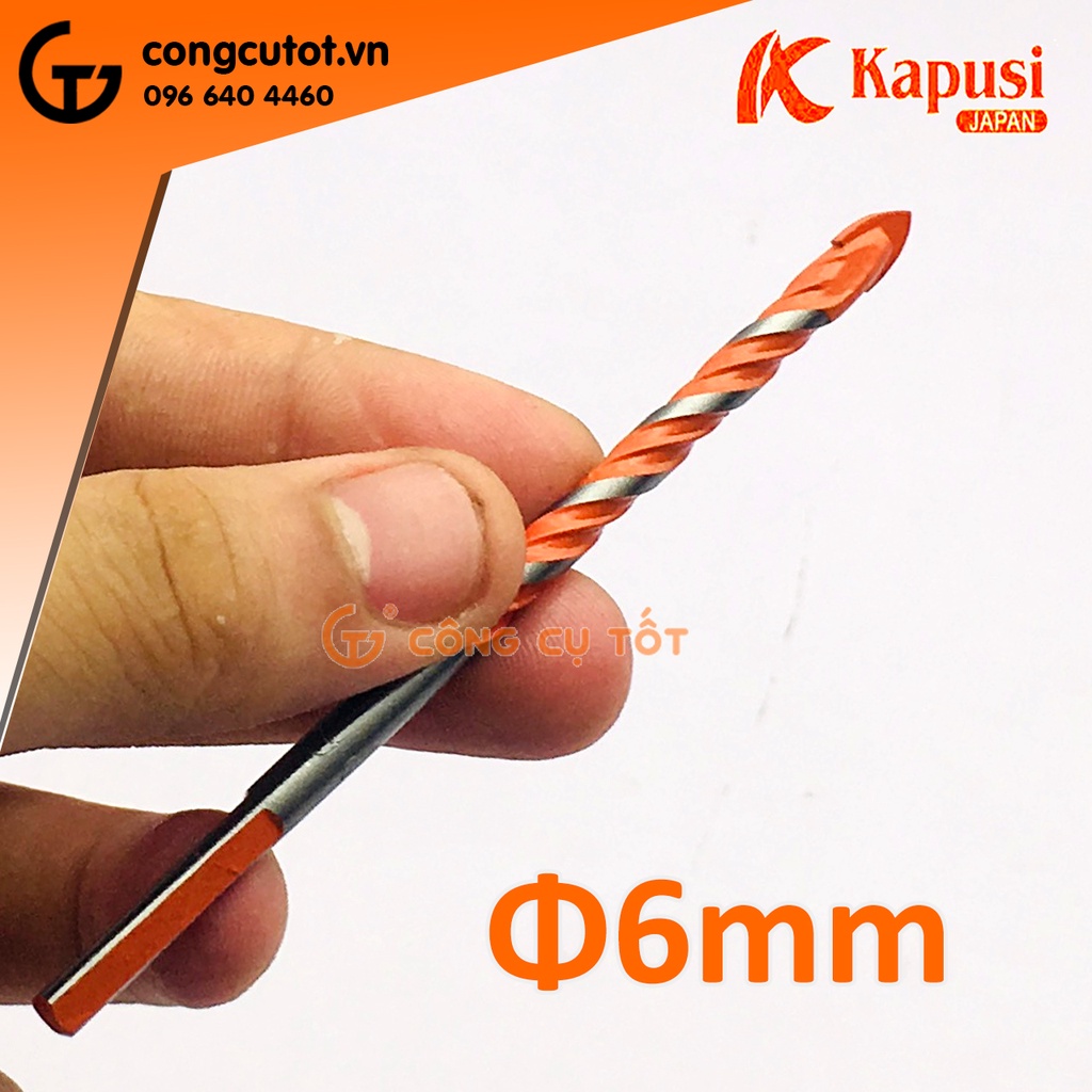 Mũi khoan đa năng chuôi tròn vát màu cam (Ø6,Ø8,Ø10mm) Kapusi