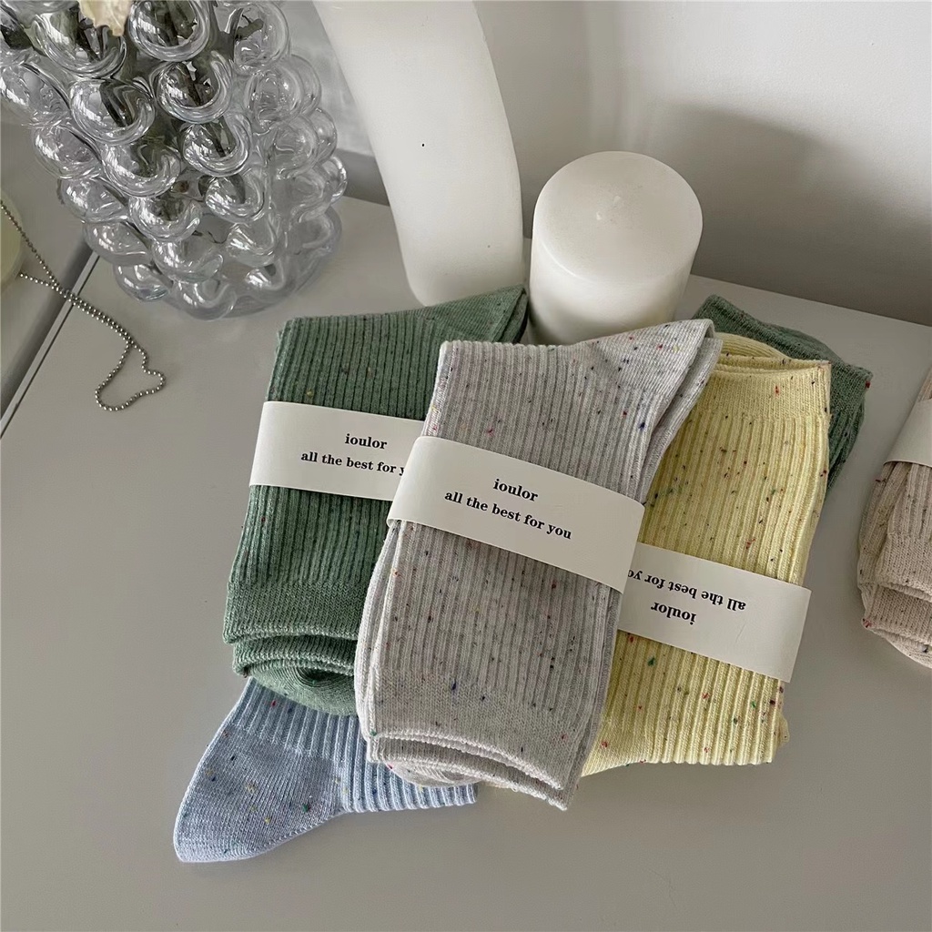 Vớ Cotton Cổ Cao Nhiều Màu Sắc Phong Cách Hàn Quốc Thời Trang Cho Nữ