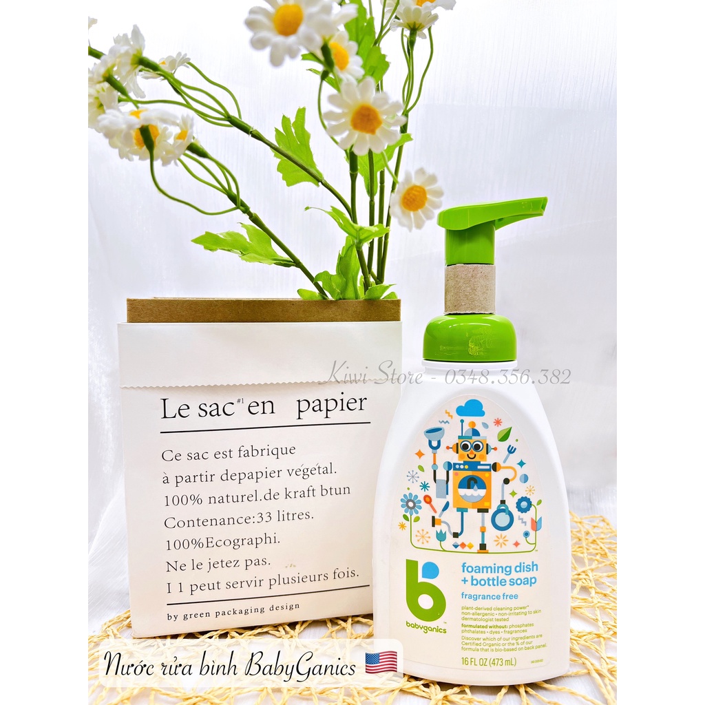 Nước rửa bình sữa hữu cơ BabyGanics Mỹ không mùi chai 473ml / 946ml