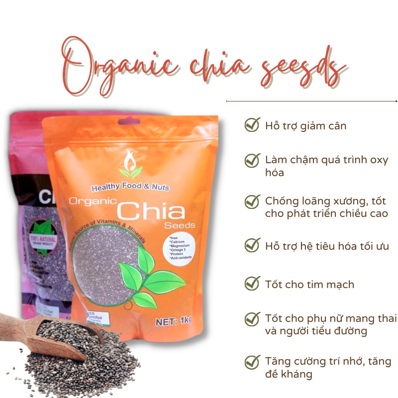 [Date 06/2023] Hạt chia Úc hữu cơ 500g- Organic Chia seeds- Hạt chia hữu cơ tốt cho sức khỏe