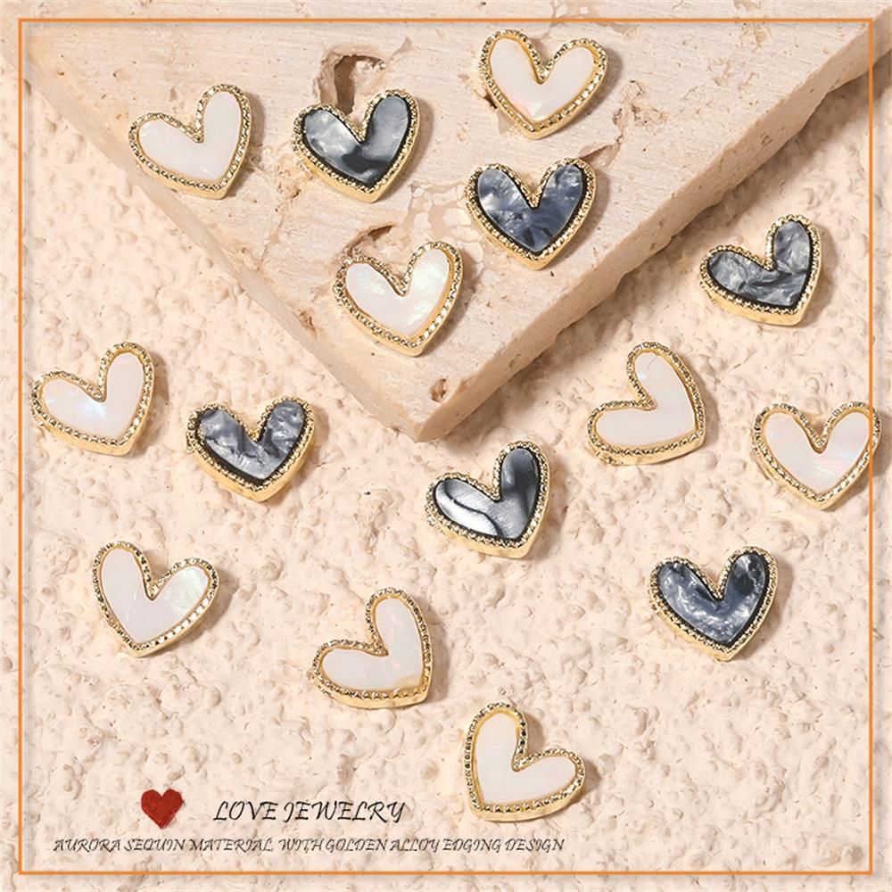 10 Cái Vỏ 3D Tương Lai|Hình Dán Trang Trí Móng Tay Hình Trái Tim|Phụ Kiện Trang Trí Móng Tay Họa Tiết Đá Cẩm Thạch Màu Gradient Bằng Hợp Kim