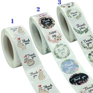 Cuộn 500 nhãn dán chữ Thank You đẹp, đa dạng mẫu (2,5cm)