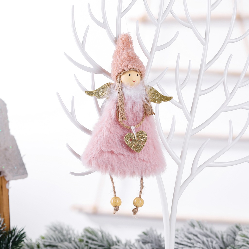 [ Christmas Plush Girl Cute Angel Doll Pendant Decoration for Home Living Room Bedroom New Year Xmas Gift ]