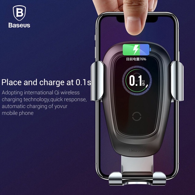 Giá Đỡ Điện Thoại Kiêm Sạc Không Dây Ô Tô Baseus Wireless Car Charger Tiêu Chuẩn Châu Âu