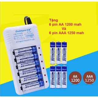 Bộ sạc pin 6 khe đa năng tặng