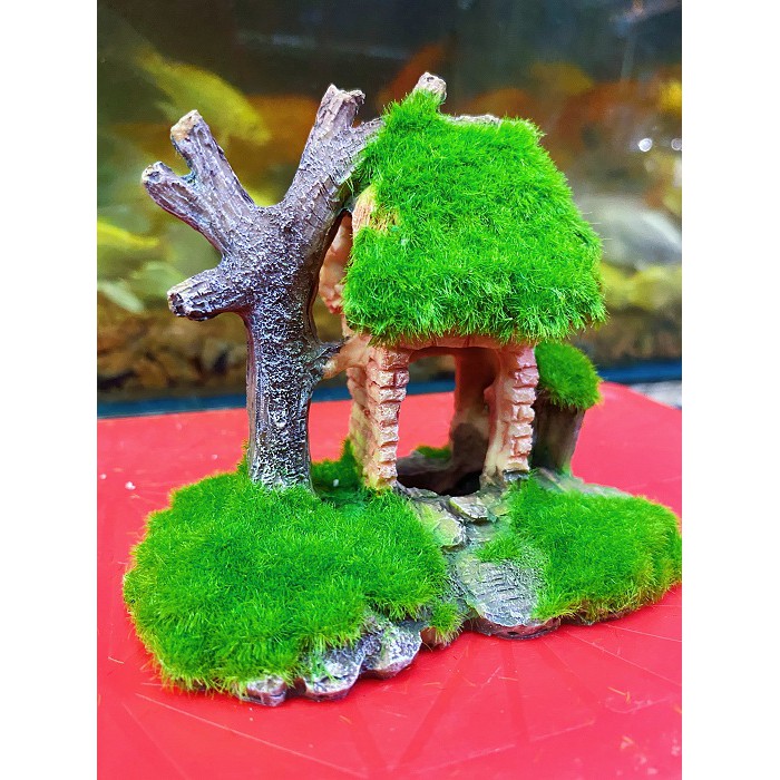 CỔNG NHÀ CÂY PHỦ RÊU TRANG TRÍ HỒ CÁ NON BỘ 11X7X12CM