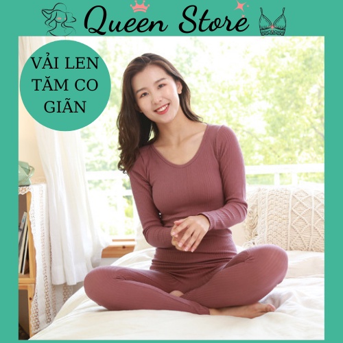 Đồ bộ ngủ nữ, bộ len tăm thu đông giữ nhiệt mặc nhà, đồ nữ giữ nhiệt kiểu ôm body mềm co giãn 4 chiều | BigBuy360 - bigbuy360.vn