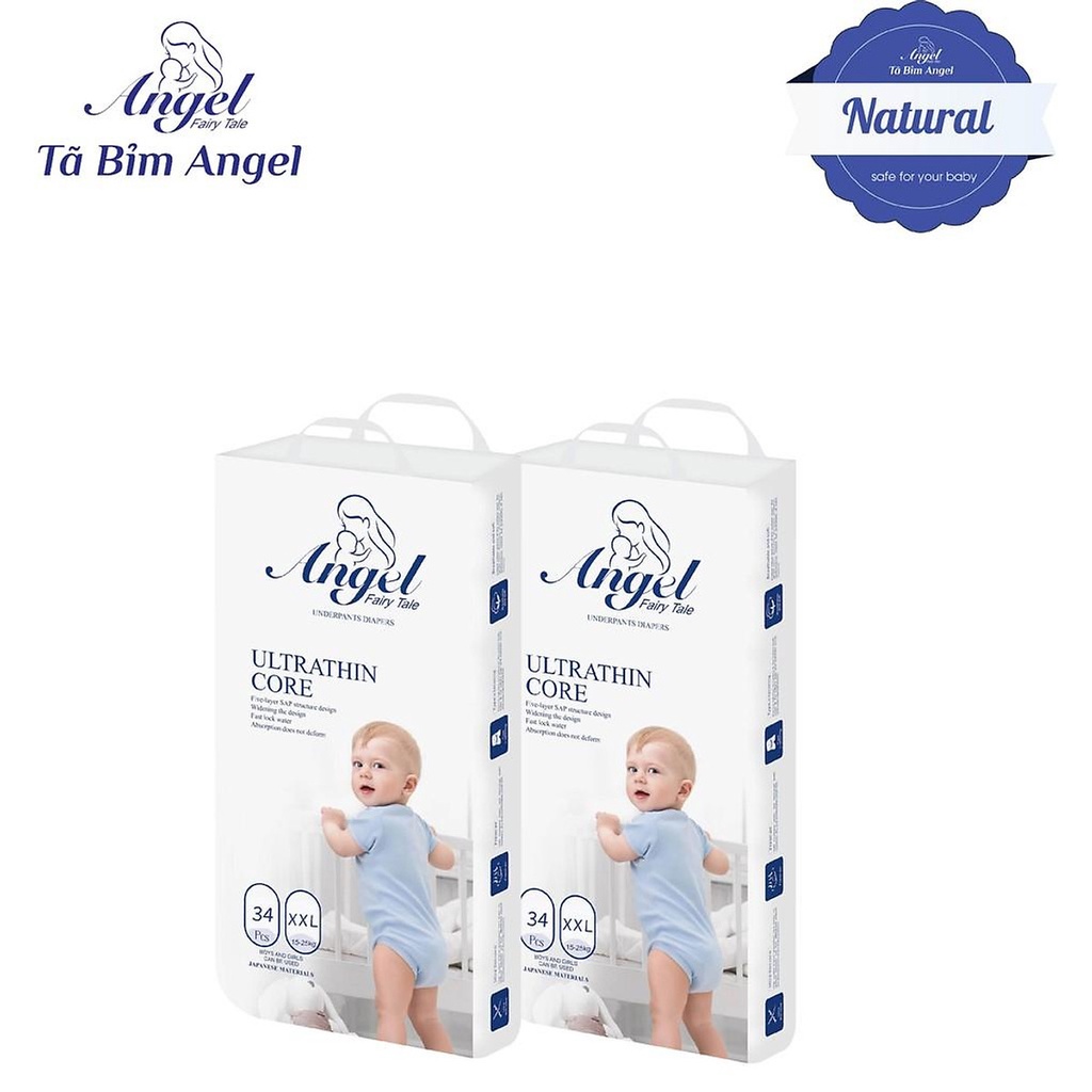 Combo 2 bịch bỉm quần Angel đủ size M40, L38, XL36, XXL34