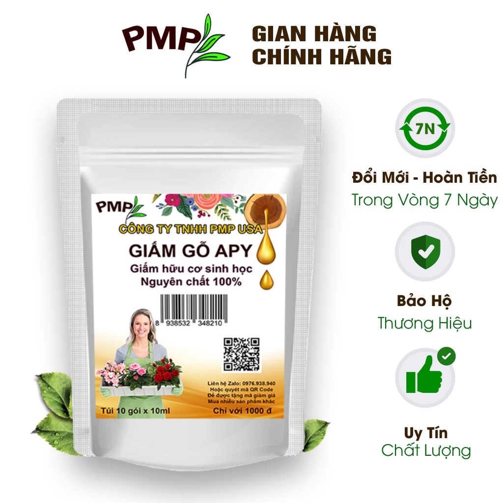 Giấm Gỗ Sinh Học APY PMP Kháng Đốm Lá, Đốm Đen, Vàng Lá, Phấn Trắng Cho Hoa Hồng, Rau Sạch, Lan, Cây Cảnh 100ml
