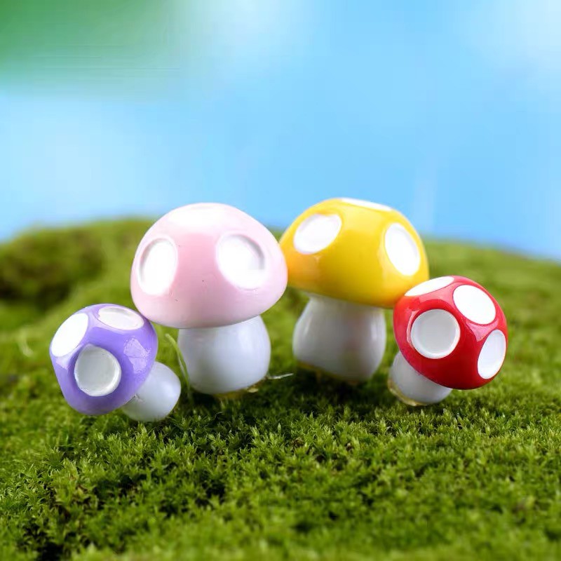 Tiểu cảnh nấm mini trang trí sen đá, xương rồng, terrarium, charm slime, cây cảnh mini, cây để bàn, đồ trang trí