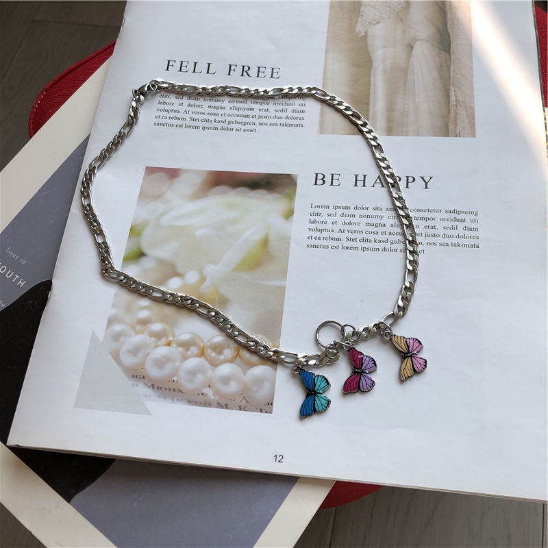 Dây Chuyền Mặt Hình Bướm Nhiều Màu Phong Cách Harajuku Hàn Quốc 22322