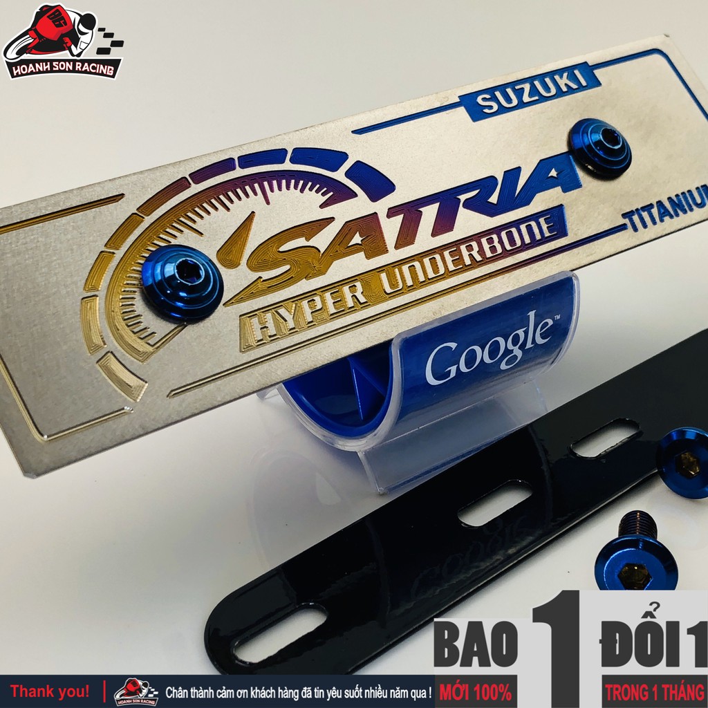 Bảng tên titan SATRIA, titan 100% gắn cho các đời xe satria TẶNG pát gắn bảng tên xe satria và ốc gắn bảng tên titan 6l2