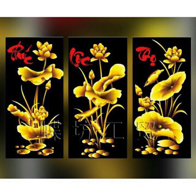 Tranh Thêu Chữ Thập 3d Phúc - Lộc - Thọ >chưa thêu