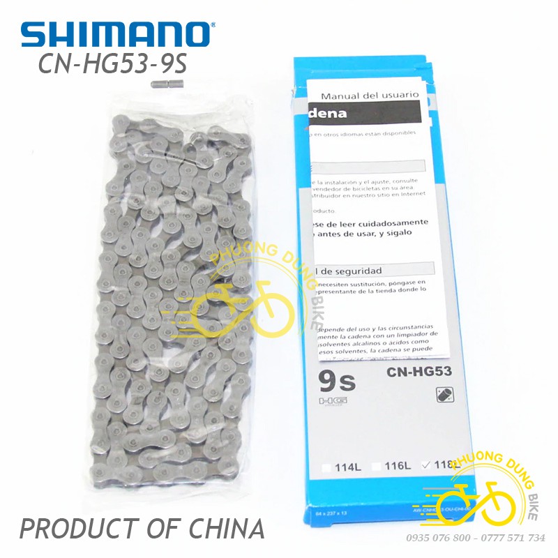 Xích sên xe đạp Shimano CN HG53 9 speed - Fullbox Hàng Chính Hãng