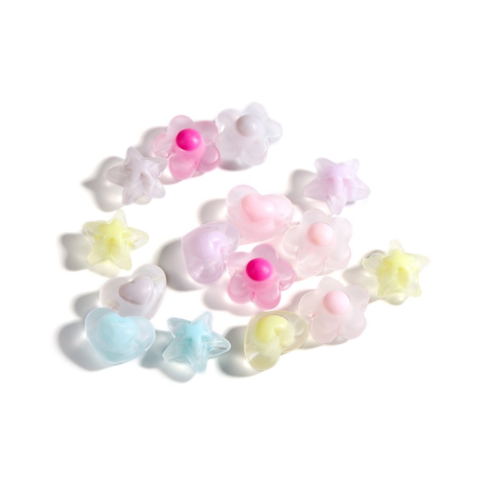 Bộ 20 hạt xỏ cườm làm trang sức họa tiết hoa xinh xắn 17.4x3.2mm