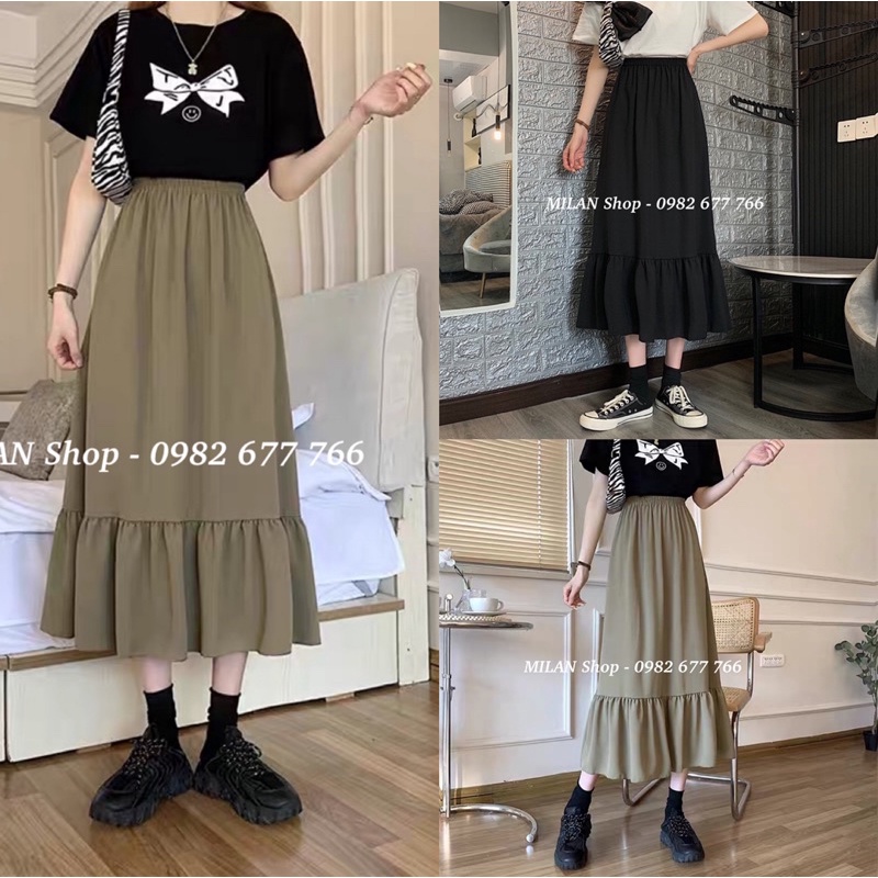 Chân váy dài midi quốc dân chất đẹp Quảng Châu