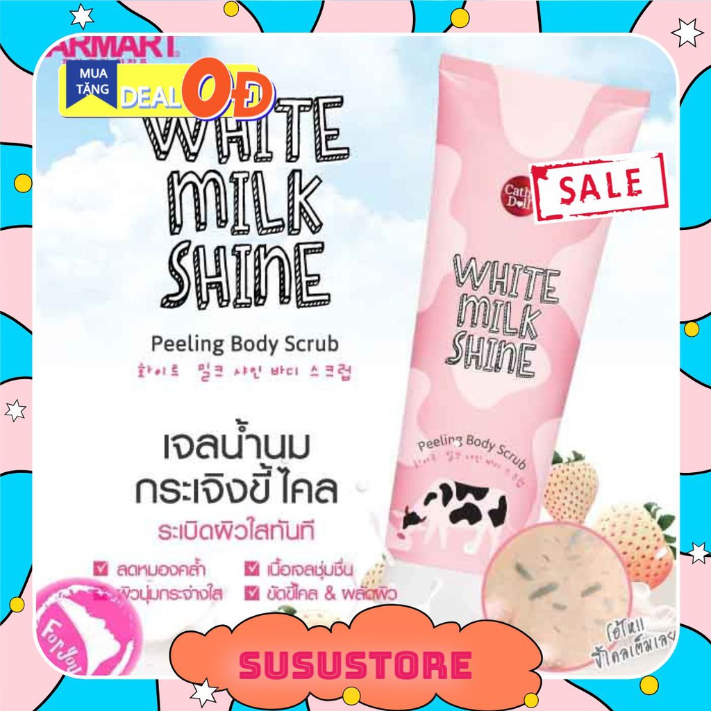 (Susustore) Gel Tẩy Tế Bào Chết Toàn Thân Cathy Doll White Milk Shine Peeling Body Scrub (320ml)