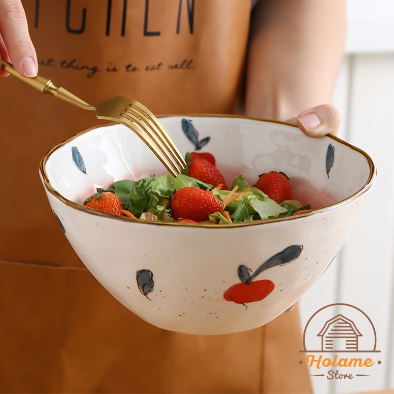 Tô ăn mì , bát úp mì đựng đồ ăn họa tiết hoa quả nhiều màu sắc Holame