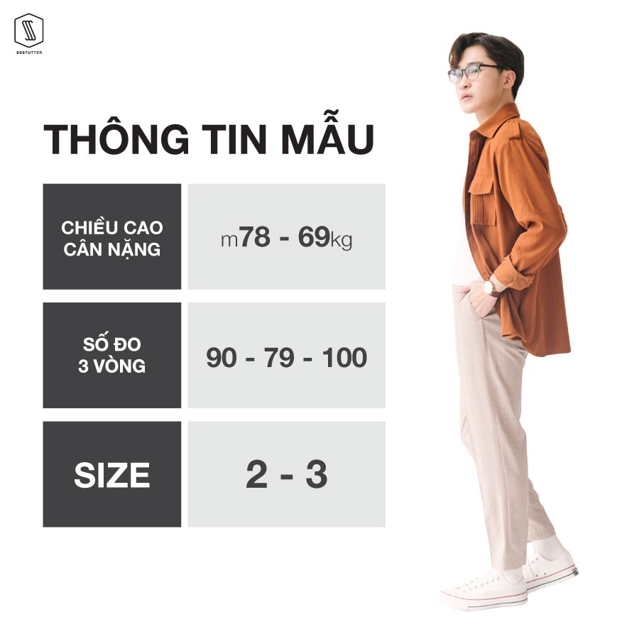 Áo sơ mi nam dài tay 2 túi ngực điểm nhấn cầu vai áo SSSTUTTER 2 màu Patch shirt | BigBuy360 - bigbuy360.vn