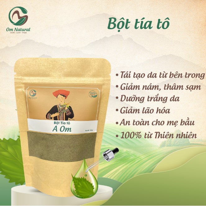 Bột Tía Tô Tím Đắp Mặt Nạ A OM Natural Sấy Lạnh 100% Giúp Sáng Da, Giảm Thâm Nám 50g