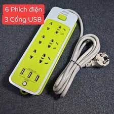 Ổ cắm điện đa năng chống giật 6 phích cắm 3 cổng usb