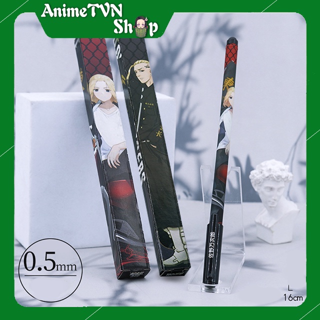 Bút Viết cao cấp Anime Manga Tokyo Revengers (Kịch Trường Của Takemichi) - Dạ bi mực đen kèm hộp in hình thân bút và hộp