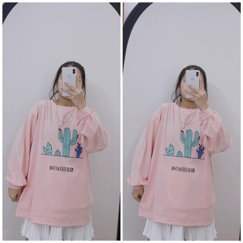 [Xả Kho 06]Áo Thun Tay Dài Nữ Form Rộng Thu Đông❤️SWEATER Cổ Tròn In Hình Hoạ Tiết Freesize Ulzzang Hottrend 2021