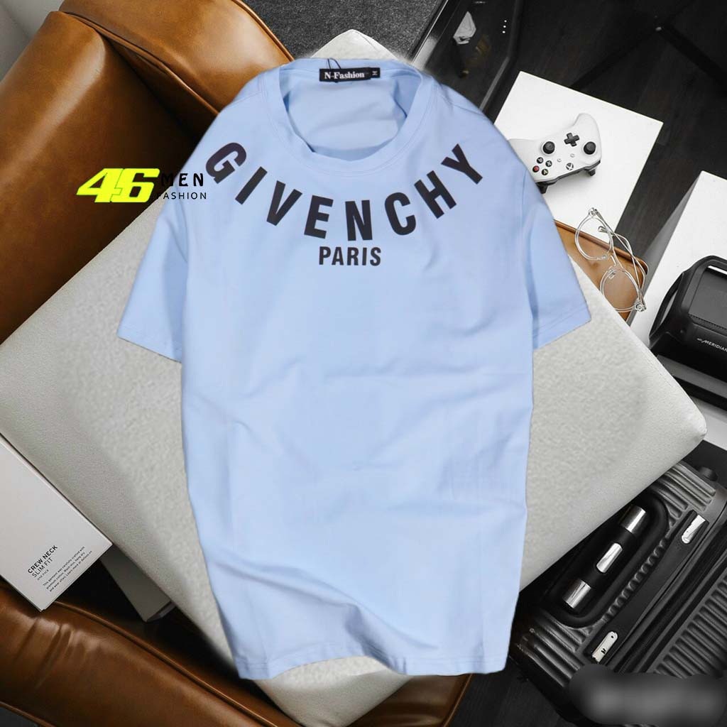 Áo thun phản quang in chữ GIVENCHY vòng quanh cổ 4 màu cao cấp MFT033