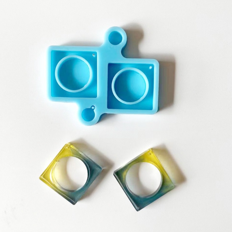 Khuôn Silicone Làm Móc Khóa Hình Học Có Lỗ