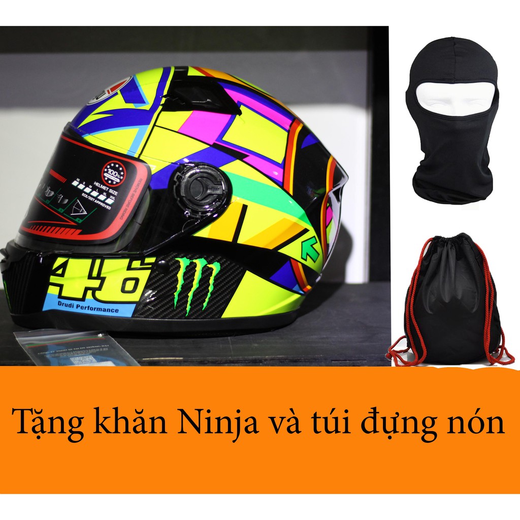 Nón FF AGU Đa sắc và tai rùa, tặng túi đựng nón và khăn ninja