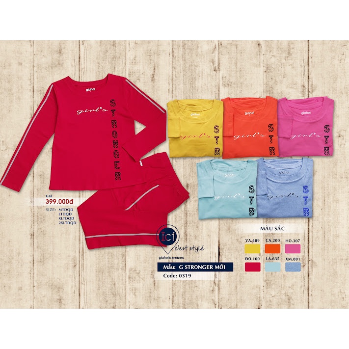 Bộ đò nữ, Bộ mặc nhà thu đông Gia Hồi mẫu thể thao Gstronger