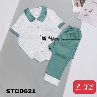 Đồ Bộ Lụa Satin Mặc Nhà Quần Dài Tay Ngắn
