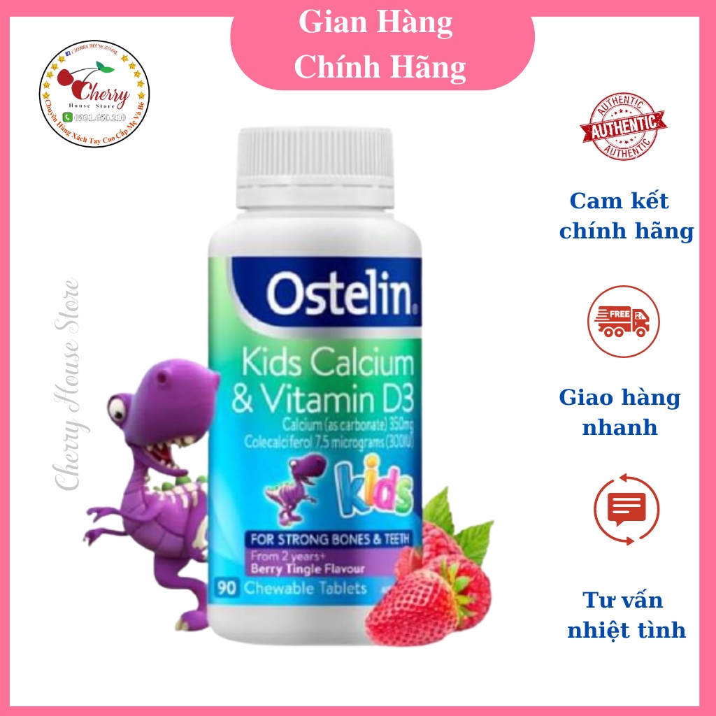 Canxi Ostelin 90v cho bé từ 2 tuổi mẫu mới nhất